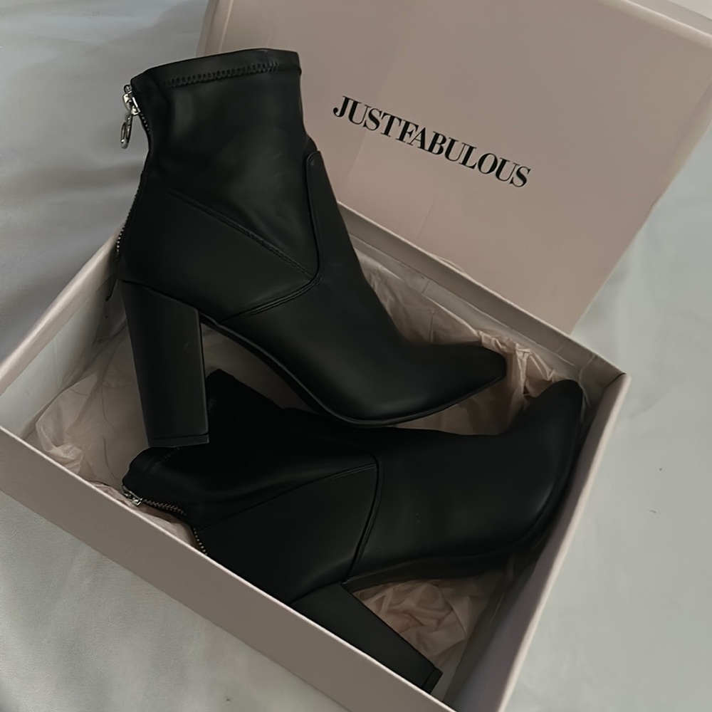 JustFab black booties